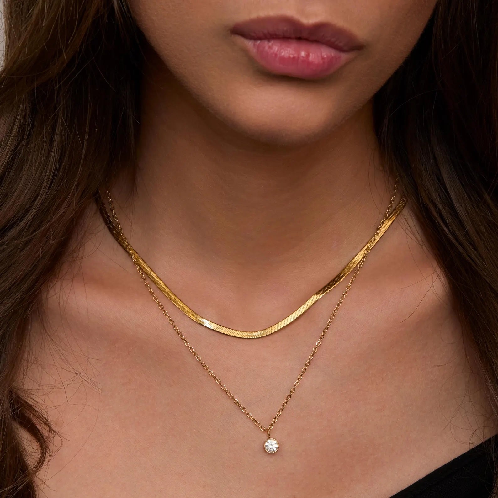 Double Chain Herringbone Necklace